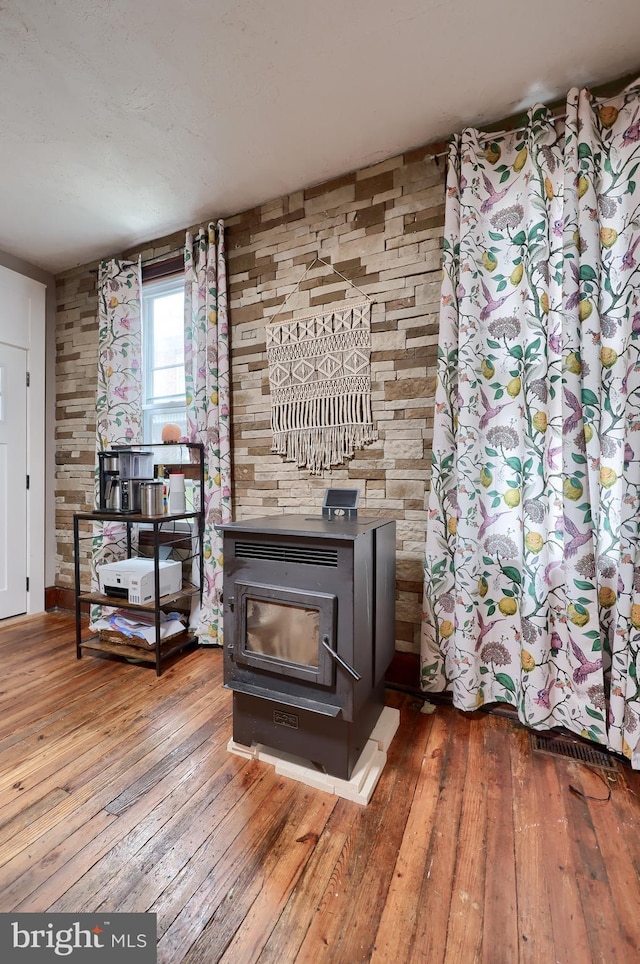 305 N Market St, Elizabethtown, PA 17022 - detailed view of a wood stove and wood finished floors