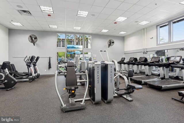 10306 Valley Forge Cir Unit 306, King Of Prussia, PA 19406 - gym with healthy amount of natural light and a drop ceiling