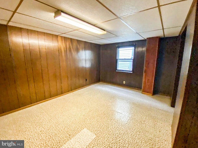 767 Mckean Ave, Donora, PA 15033 - below grade area featuring a paneled ceiling and wood walls