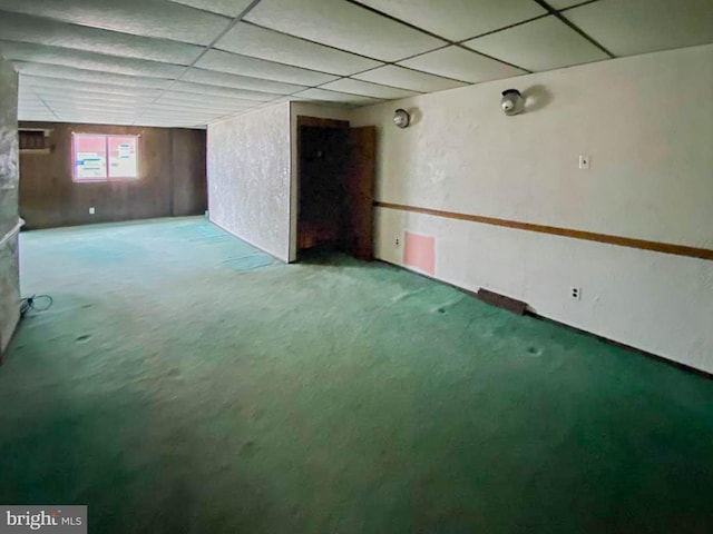 767 Mckean Ave, Donora, PA 15033 - basement with carpet floors and a drop ceiling