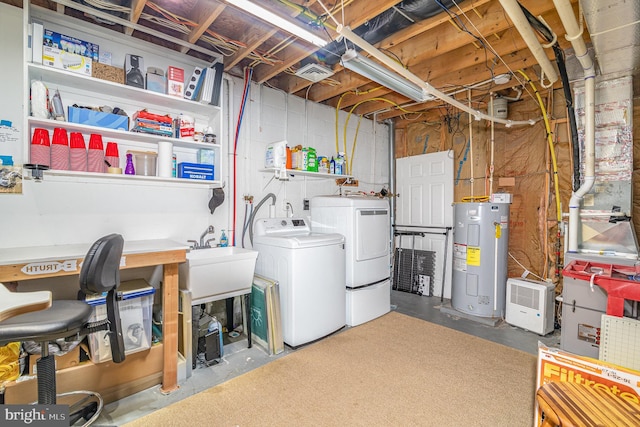 463 Maple St, Manchester, PA 17345 - unfinished basement with electric water heater and washer and dryer