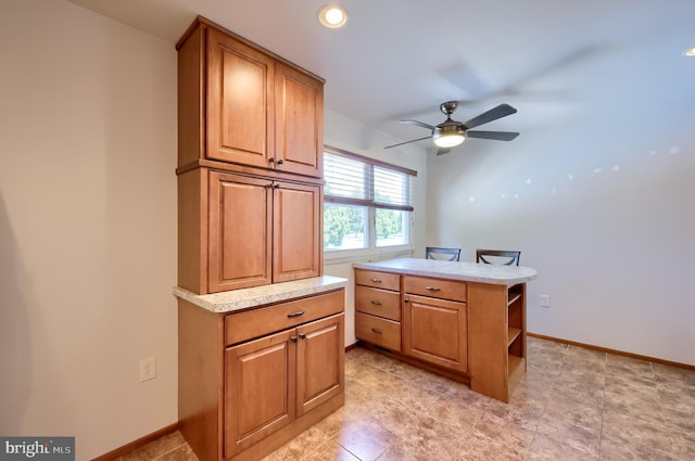 1 Sherman St, Hanover, PA 17331 - kitchen featuring light countertops, ceiling fan, an office area, brown cabinets, and recessed lighting