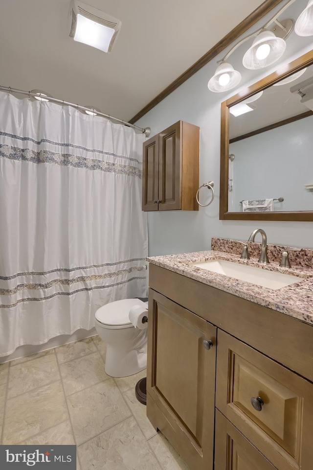 1 Sherman St, Hanover, PA 17331 - full bathroom featuring crown molding, vanity, and a shower with shower curtain