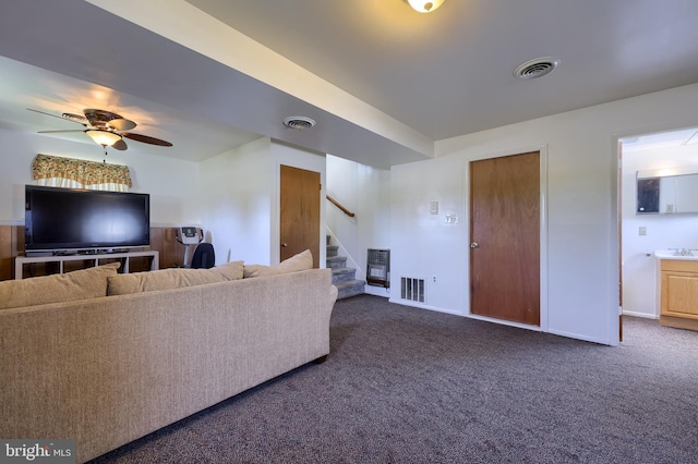 1 Sherman St, Hanover, PA 17331 - carpeted living area featuring stairs and a ceiling fan