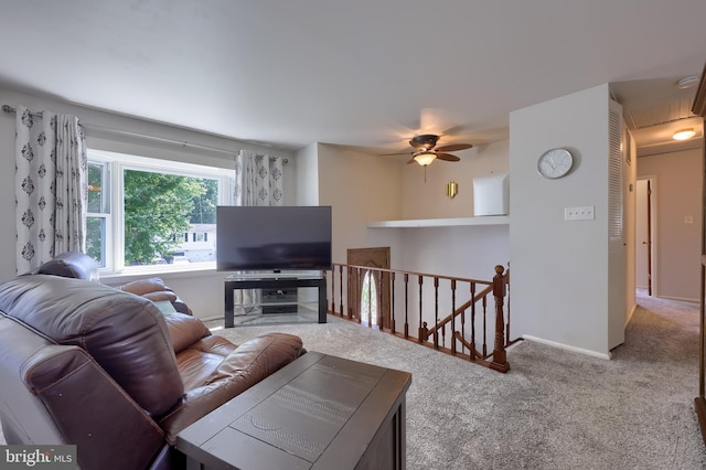1 Sherman St, Hanover, PA 17331 - living room with carpet, attic access, and a ceiling fan