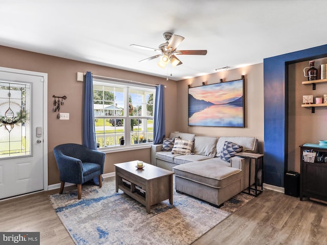309 Legion St, Martinsburg, WV 25404 - living area featuring wood finished floors and ceiling fan