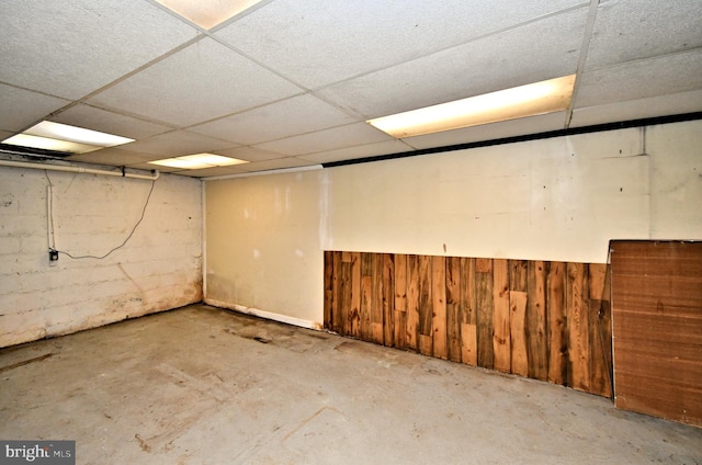 2228 Hillthorpe Ave, Abington, PA 19001 - below grade area featuring wood walls, a drop ceiling, and a wainscoted wall