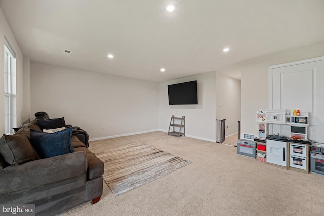 213 Dalton, Woolwich Twp, NJ 08085 - living room with light colored carpet and recessed lighting