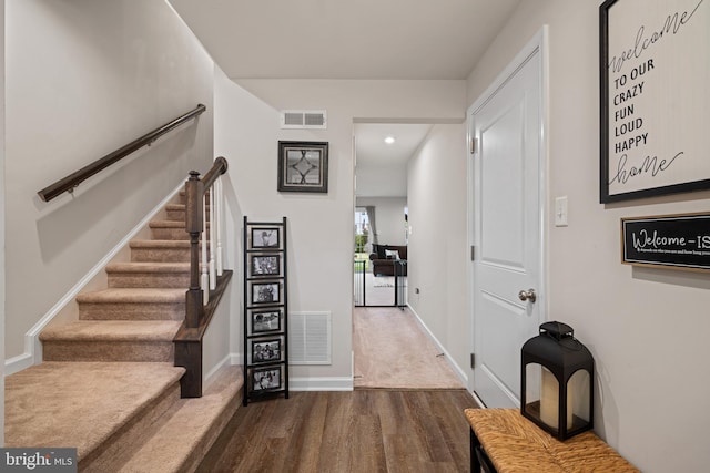 213 Dalton, Woolwich Twp, NJ 08085 - entrance foyer with recessed lighting, stairs, and wood finished floors