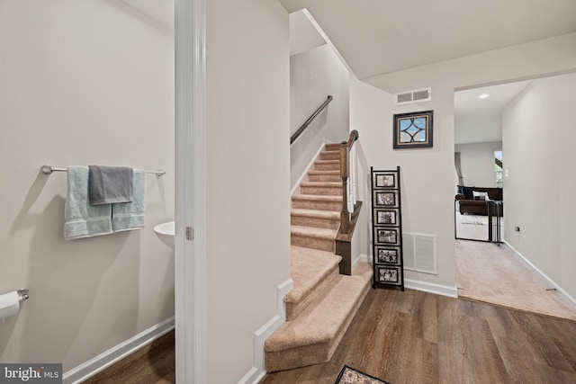 213 Dalton, Woolwich Twp, NJ 08085 - staircase featuring wood finished floors and recessed lighting