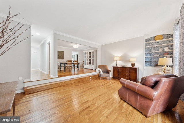 121 Harrison St NE, Leesburg, VA 20176 - living area with ornamental molding, wood-type flooring, and french doors
