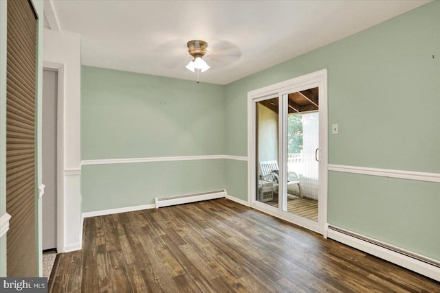 306 Walnut Rdg, Pottstown, PA 19464 - empty room with a baseboard radiator, wood finished floors, and a ceiling fan