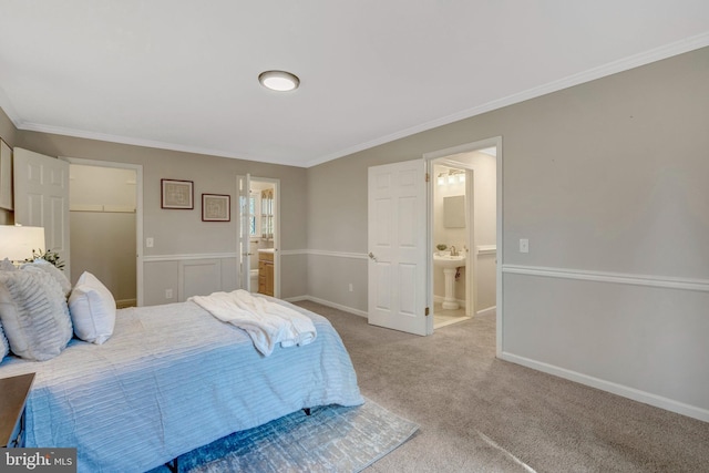 10828 Moore Dr, Manassas, VA 20111 - carpeted bedroom featuring ensuite bath and crown molding