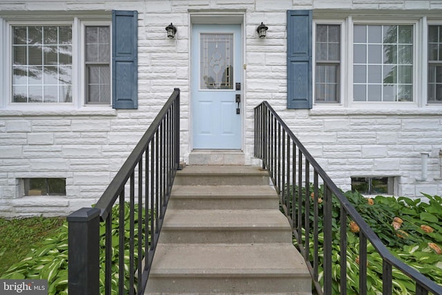 755 W Market St, Orwigsburg, PA 17961 - doorway to property with stone siding