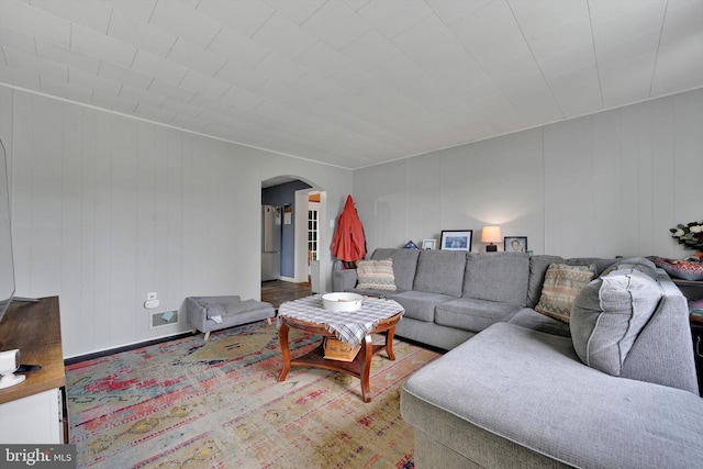 755 W Market St, Orwigsburg, PA 17961 - living room with arched walkways and light wood-type flooring