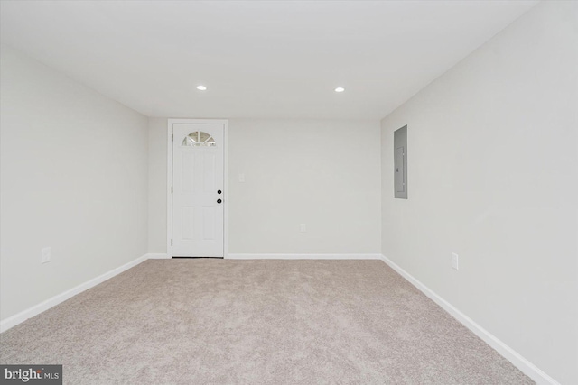 3209 Grayson St, Baltimore, MD 21216 - carpeted empty room with recessed lighting and electric panel