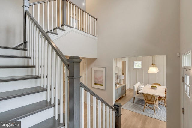 40928 Arcadian Pond Ct, Aldie, VA 20105 - stairway with a towering ceiling and wood finished floors