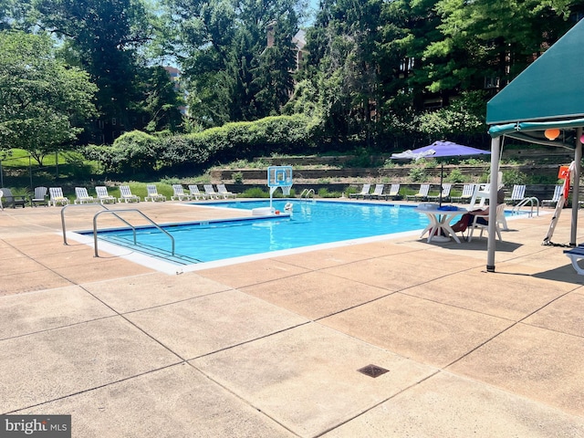 2100 Langston Blvd Unit 406, Arlington, VA 22201 - community pool featuring a patio area and view of wooded area