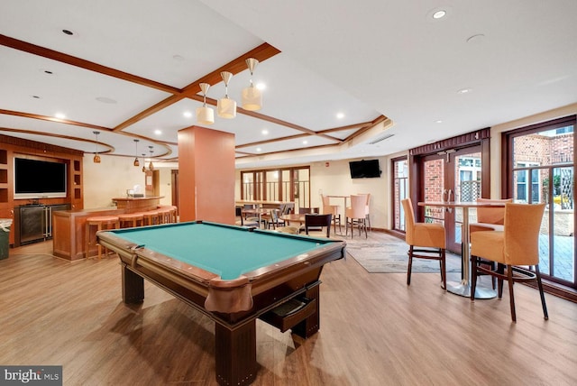 1391 Pennsylvania Ave SE Unit 247, Washington, DC 20003 - game room featuring light wood-type flooring, billiards, a community bar, and recessed lighting