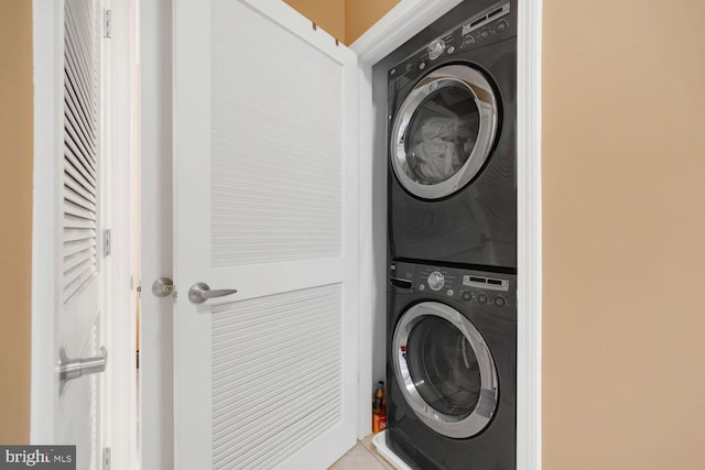 1391 Pennsylvania Ave SE Unit 247, Washington, DC 20003 - washroom with stacked washing machine and dryer