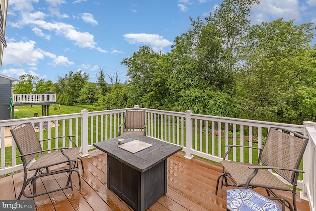 2069 Spring Wood Ln, Mechanicsburg, PA 17055 - deck with a fire pit and a lawn