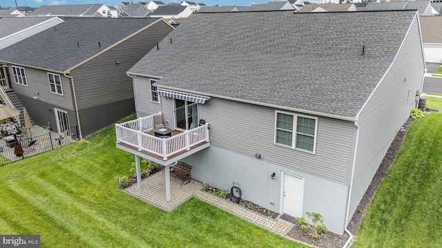 2069 Spring Wood Ln, Mechanicsburg, PA 17055 - rear view of house with a patio, roof with shingles, a wooden deck, and a residential view