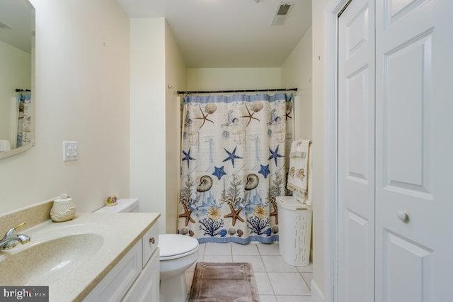 9707 Village Ln Unit 9704-4, Ocean City, MD 21842 - bathroom featuring vanity, tile patterned flooring, a closet, and a shower with curtain