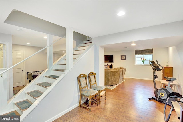 64 S 3rd St, New Freedom, PA 17349 - workout room with wood finished floors and recessed lighting