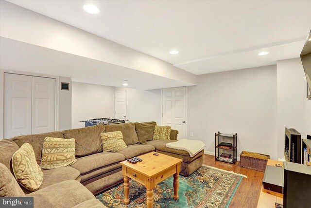 64 S 3rd St, New Freedom, PA 17349 - living room with light wood-type flooring and recessed lighting