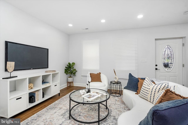 903 Mount Holly St, Baltimore, MD 21229 - living room with dark wood-style floors and recessed lighting
