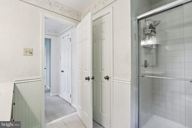 1118 Dorset Dr, West Chester, PA 19382 - bathroom with a stall shower and tile patterned floors