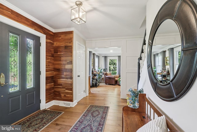 1118 Dorset Dr, West Chester, PA 19382 - foyer entrance featuring hardwood / wood-style floors, ornamental molding, and a chandelier