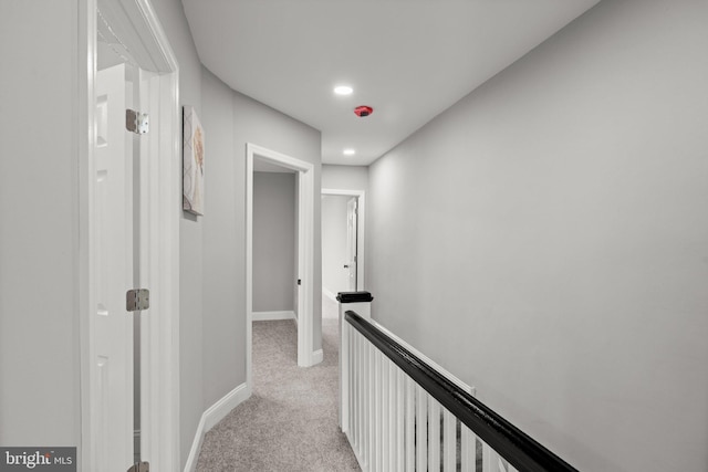 7632 Fayette St, Philadelphia, PA 19150 - hall featuring light carpet, an upstairs landing, and recessed lighting