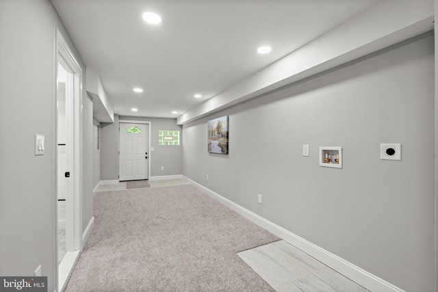 7632 Fayette St, Philadelphia, PA 19150 - below grade area with recessed lighting and light colored carpet