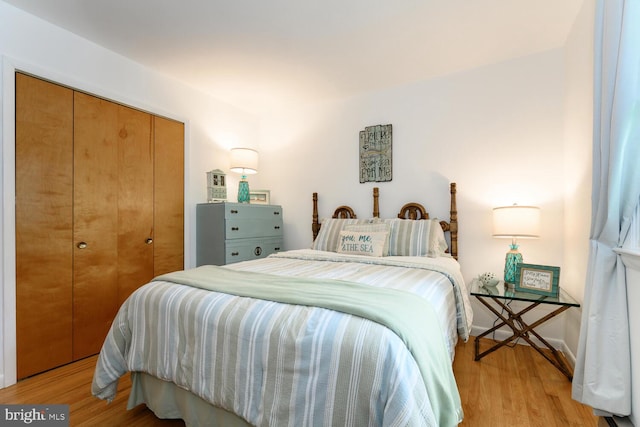 644 Chester River Beach Rd, Grasonville, MD 21638 - bedroom with light wood-style floors and a closet
