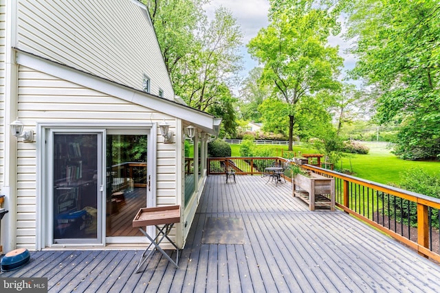 2930 Fox Mill Rd, Oak Hill, VA 20171 - wooden deck featuring a yard and view of wooded area