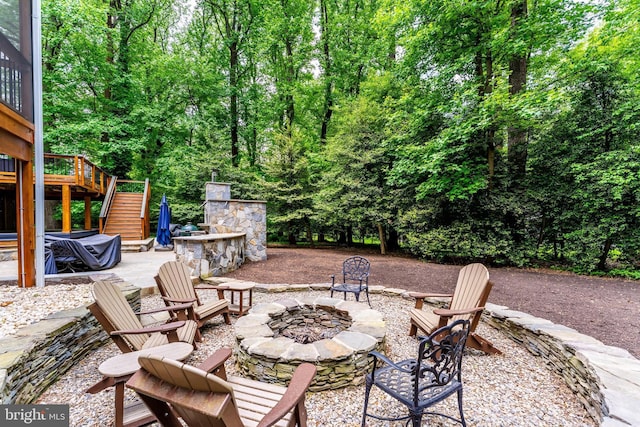 2930 Fox Mill Rd, Oak Hill, VA 20171 - view of patio featuring a fire pit and stairs