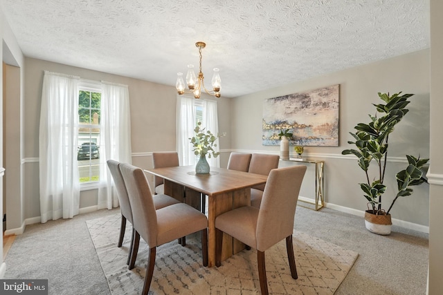 6 Ivywood Ct, Silver Spring, MD 20904 - dining room with a chandelier, light colored carpet, and a textured ceiling