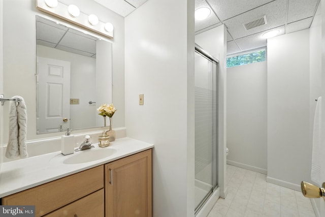 6 Ivywood Ct, Silver Spring, MD 20904 - full bathroom featuring a drop ceiling, vanity, and a shower stall