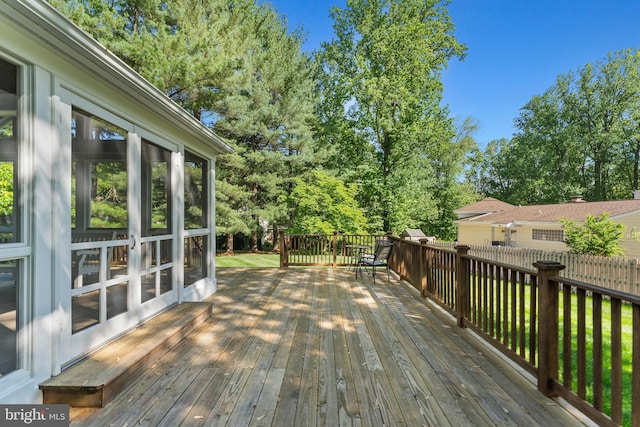 6 Ivywood Ct, Silver Spring, MD 20904 - wooden deck with a sunroom and view of scattered trees