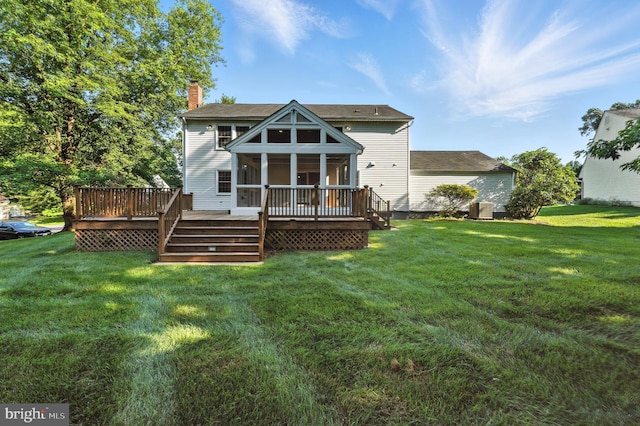 6 Ivywood Ct, Silver Spring, MD 20904 - rear view of house featuring a chimney, a yard, and a deck