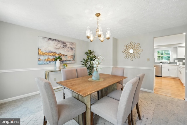 6 Ivywood Ct, Silver Spring, MD 20904 - dining area featuring a chandelier, light colored carpet, and a textured ceiling
