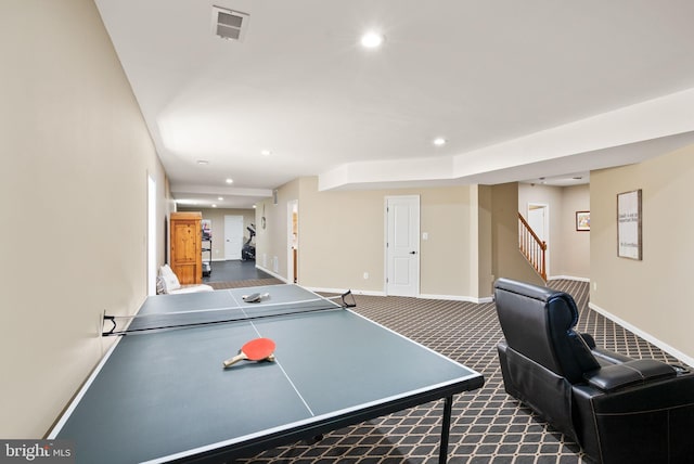 10915 Lamplighter Ln, Potomac, MD 20854 - playroom featuring recessed lighting and dark colored carpet