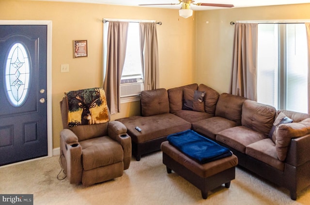 556 Hillcrest Rd, York, PA 17403 - living area with ceiling fan, carpet, and cooling unit