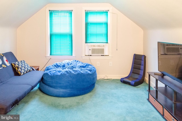 556 Hillcrest Rd, York, PA 17403 - sitting room with carpet, vaulted ceiling, and cooling unit