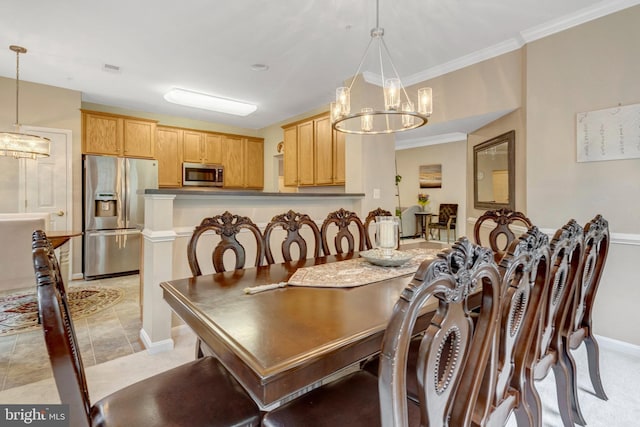 20810 Noble Ter Unit 104, Sterling, VA 20165 - dining area with a chandelier and crown molding