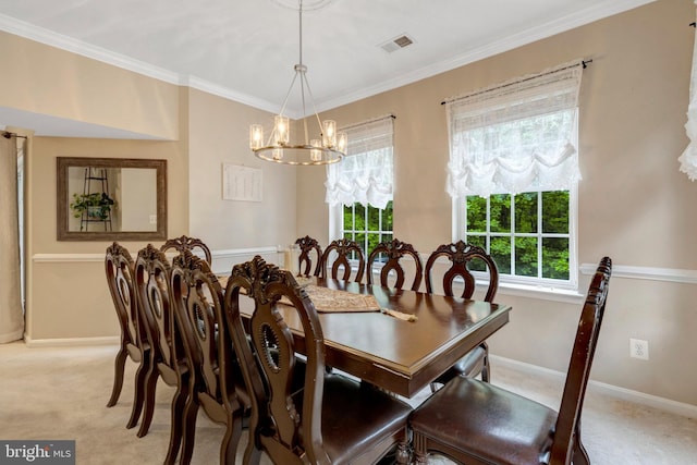 20810 Noble Ter Unit 104, Sterling, VA 20165 - dining space with light carpet, a chandelier, and crown molding
