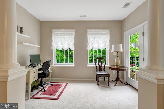 20810 Noble Ter Unit 104, Sterling, VA 20165 - office featuring decorative columns, plenty of natural light, and carpet