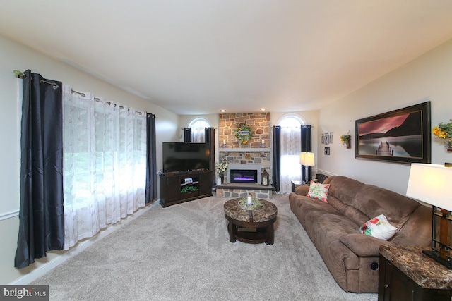 366 High St, Souderton, PA 18964 - living room featuring a fireplace and light carpet