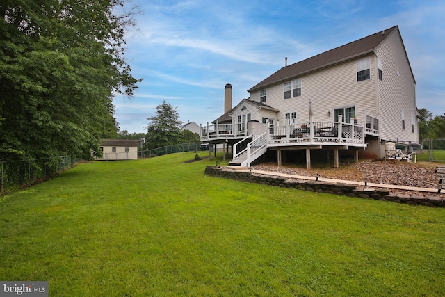 366 High St, Souderton, PA 18964 - rear view of property featuring a wooden deck and a chimney